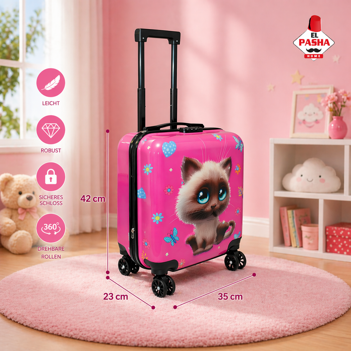 Kinder Trolley Koffer Rosa 42 cm – Hartschalen Kinder Reisekoffer