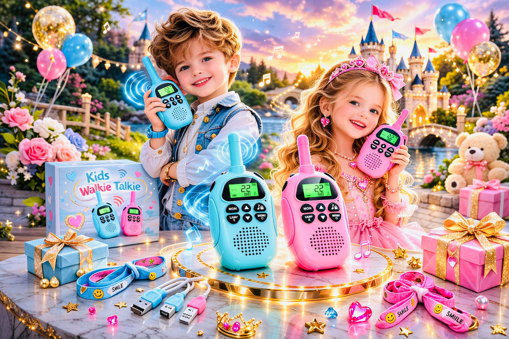 Kinder Walkie-Talkie 2er Set – Wiederaufladbar Rosa & Blau