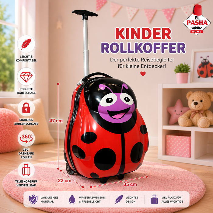 Kinder Rollkoffer Marienkäfer 47 cm | EL-PASHA HOME