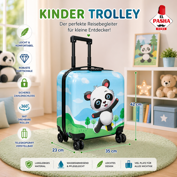 Kinder Trolley Koffer Panda 42 cm | EL-PASHA HOME