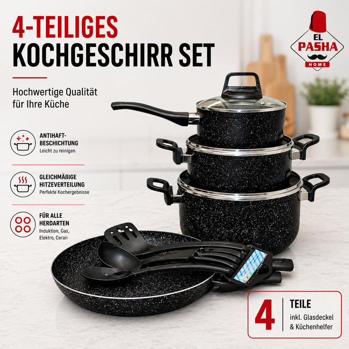 Best Price 4-teiliges Kochgeschirr Set Schwarz