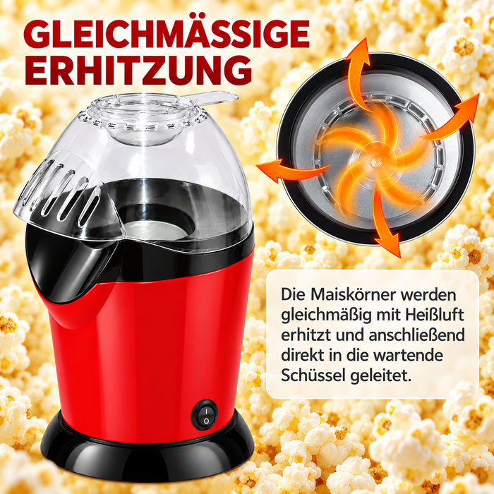 Minijoy PM-1800 Heißluft-Popcornmaschine 1200 W, 2,5 L – Rot