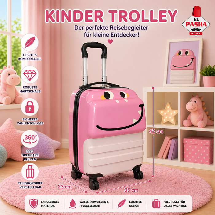 Kinder Trolley Koffer Rosa 3D Tierform 42 cm | EL-PASHA HOME