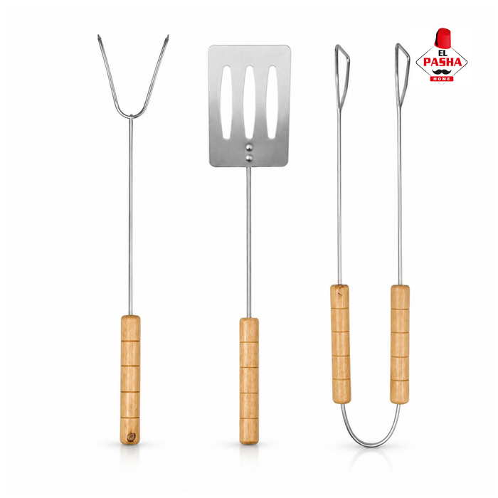 BBQ Grillbesteck Set mit Holzgriffen