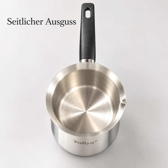 Tuliya Edelstahl-Kaffeewärmer mit schwarzem Griff Detailansicht