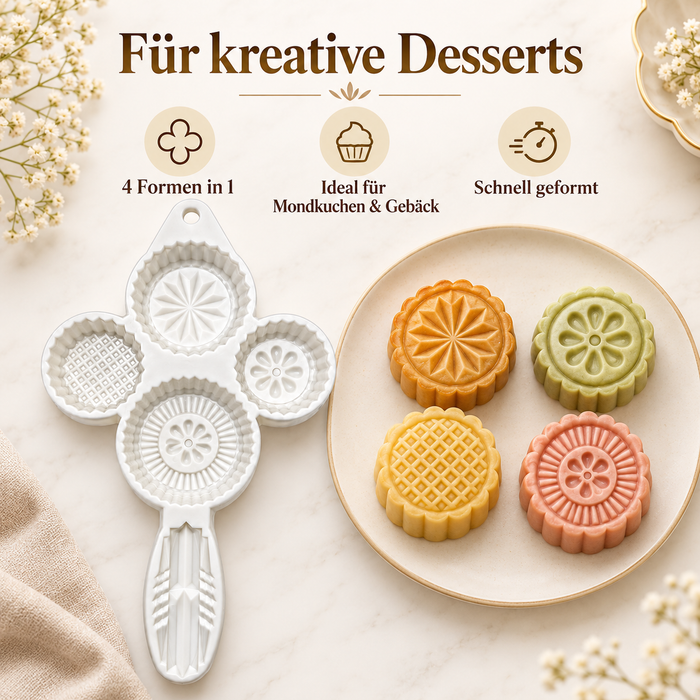 Mooncake Form 4-in-1 mit 4 Motiven Weiß | EL-PASHA HOME