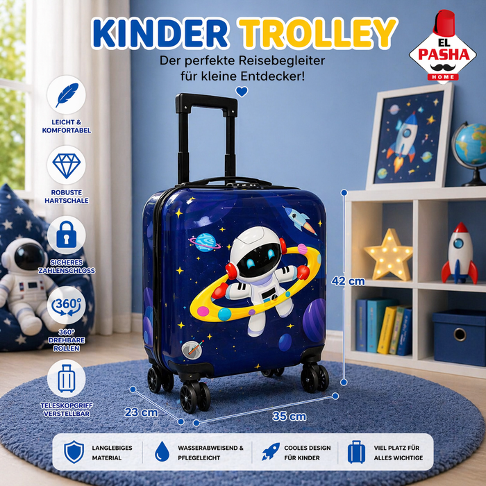 Kinder Trolley Koffer Weltraum 42 cm | EL-PASHA HOME