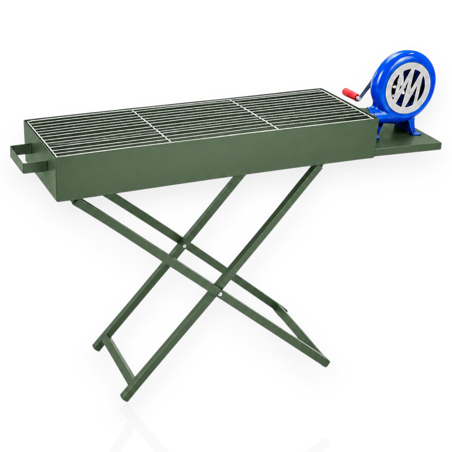 Klappbarer Holzkohlegrill mit Luftbläser Grillrost Camping Garten