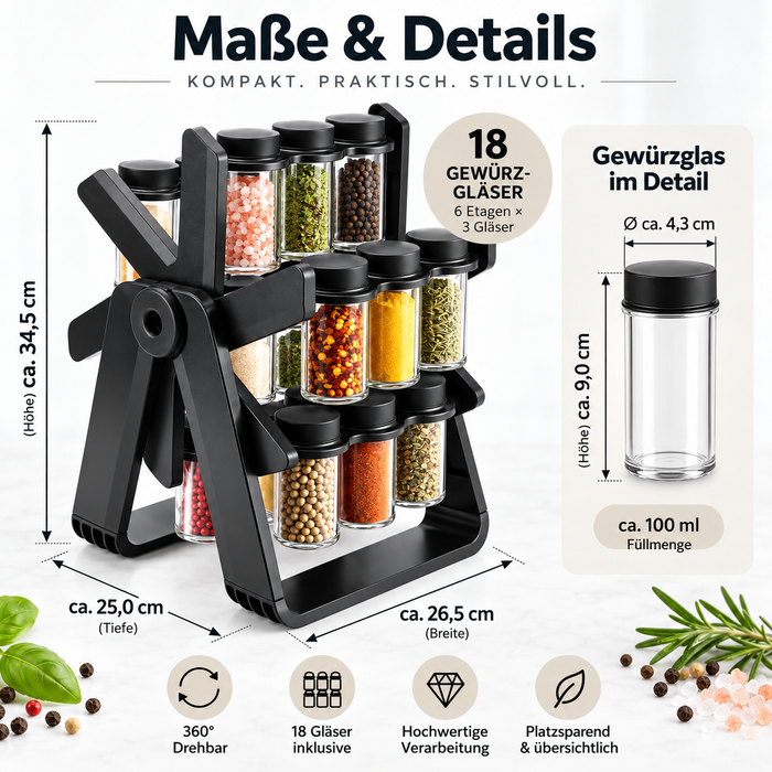 Gewürzregal mit 18 Behältern drehbar | EL-PASHA HOME