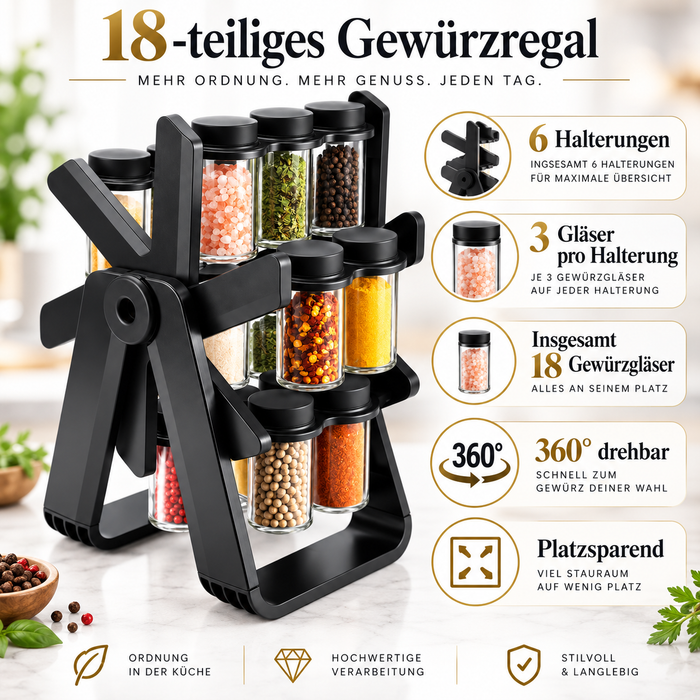 Gewürzregal mit 18 Behältern drehbar | EL-PASHA HOME