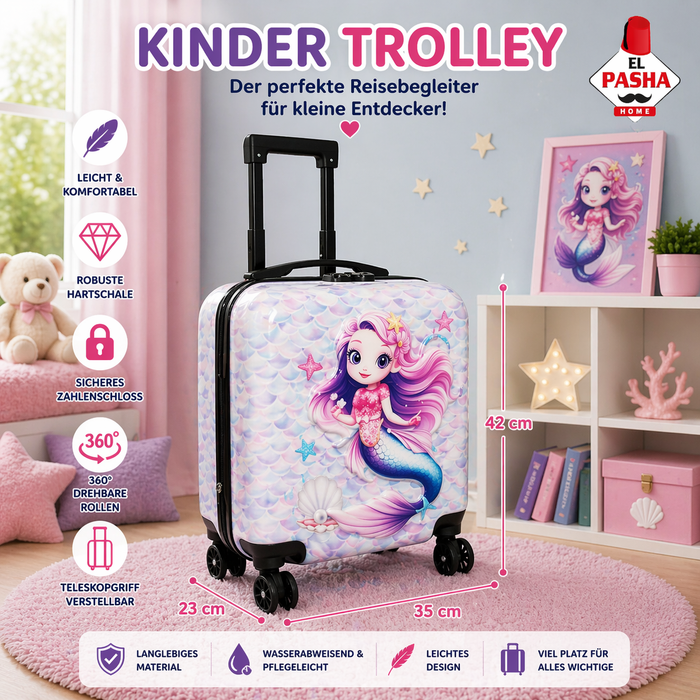 Kinder Trolley Koffer Meerjungfrau 42 cm | EL-PASHA HOME
