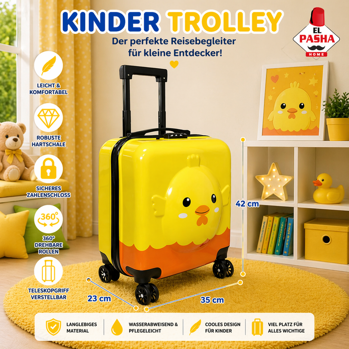 Kinder Trolley Koffer Küken Gelb 42 cm | EL-PASHA HOME