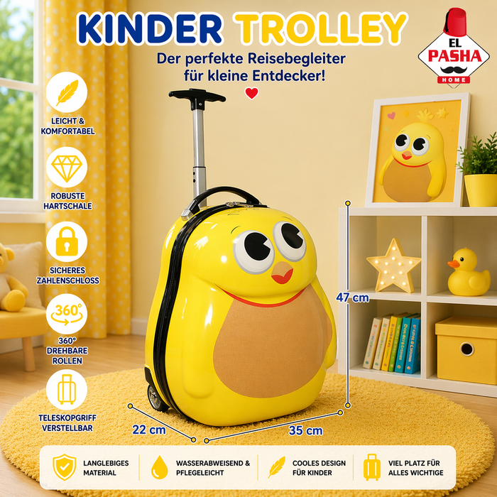 Kinder Rollkoffer Küken Gelb 47 cm | EL-PASHA HOME