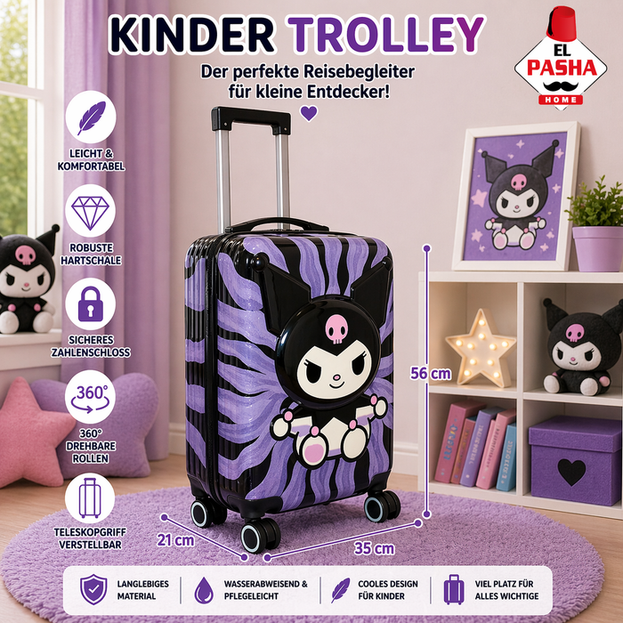Kinder Trolley Koffer Schwarz-Lila 56 cm | EL-PASHA HOME