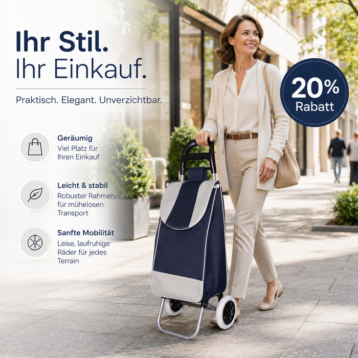 Einkaufstrolley Dunkelblau mit Rollen leichter Einkaufswagen