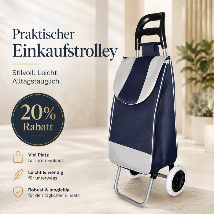 Einkaufstrolley Dunkelblau mit Rollen leichter Einkaufswagen