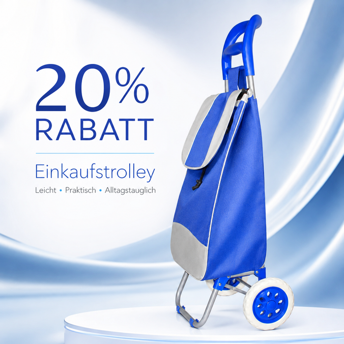 Einkaufstrolley Blau/Grau mit Rollen leichter Einkaufswagen