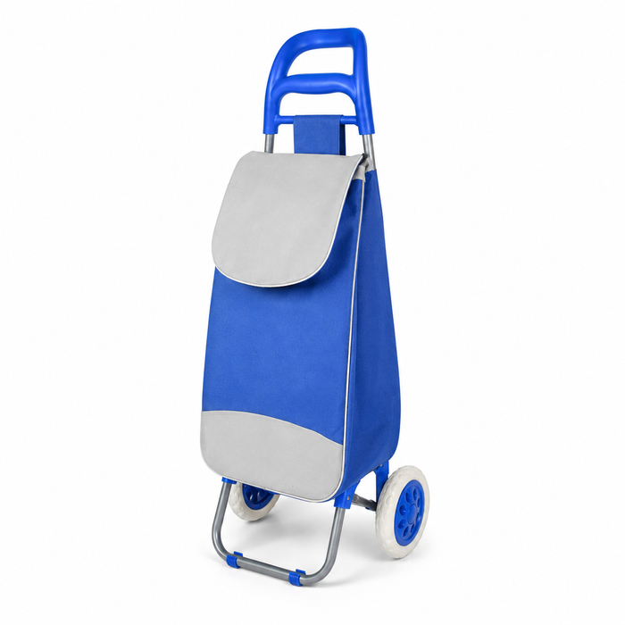 Einkaufstrolley Blau/Grau mit Rollen leichter Einkaufswagen