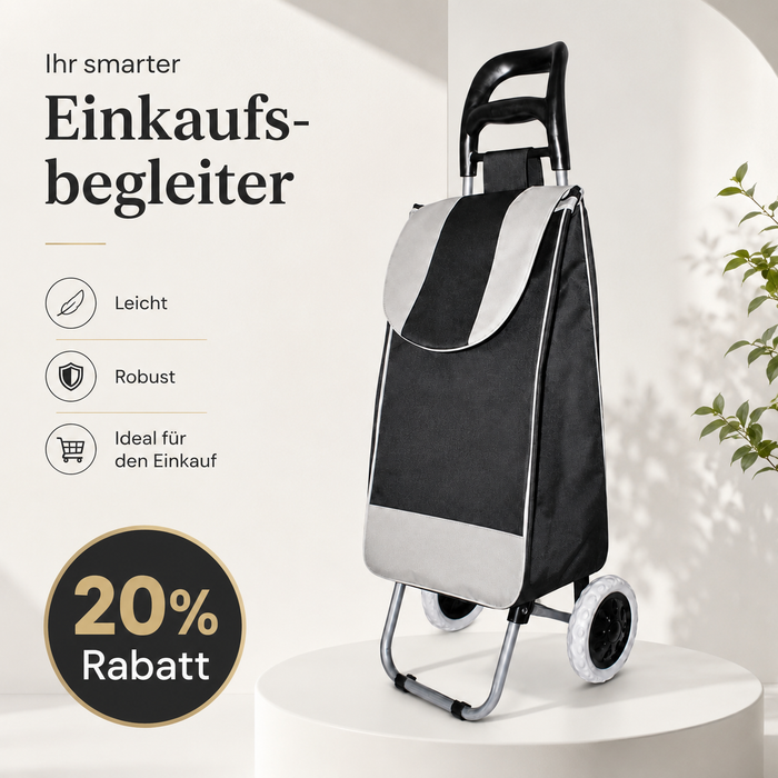 Einkaufstrolley Schwarz Grau mit Rollen leichter Einkaufswagen