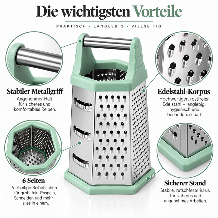 VOCEN Küchenreibe für Käse Gemüse Kartoffeln und Karotten