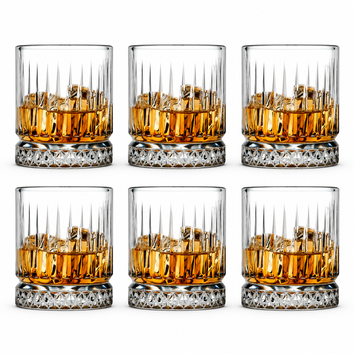 6er Set klare Trinkgläser 320 ml mit Rillen- und Reliefdesign