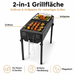 2-in-1 Holzkohlegrill BBQ Grill mit Grillrost Grillplatte Garten Camping