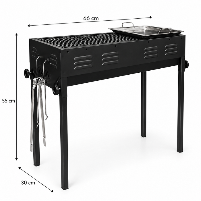 2-in-1 Holzkohlegrill BBQ Grill mit Grillrost Grillplatte Garten Camping