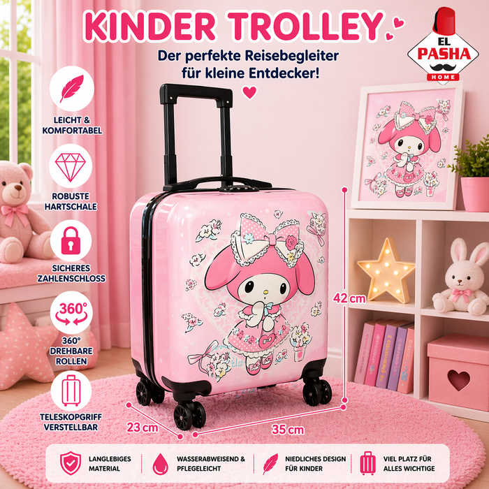 Kinder Trolley Koffer Rosa mit Schleife 42 cm | EL-PASHA HOME