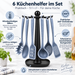 Silikon Küchenhelfer Set 6-tlg mit Drehständer Grau | EL-PASHA HOME