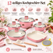 Rosa Kochgeschirr-Set mit Wok 28 cm und Grillpfanne 28 cm