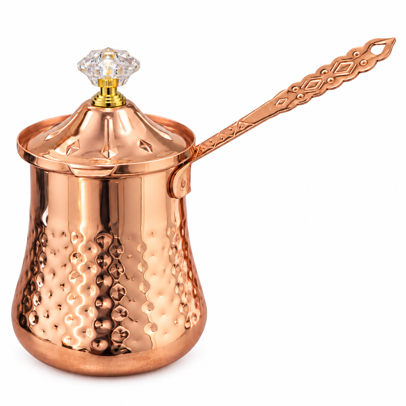 Mokkakännchen Kupferfarben 400 ml mit langem verziertem Griff