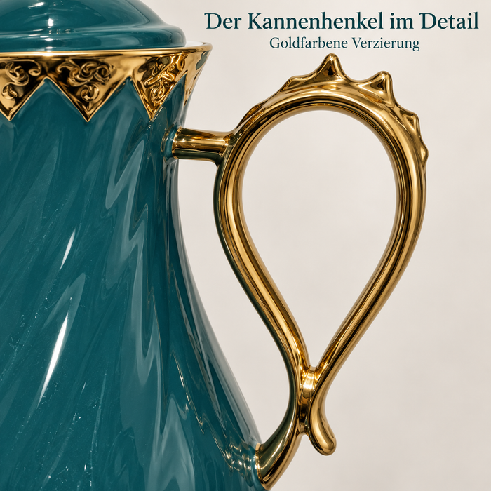 Kaffee und Teeservice Petrol Gold für 6 Personen