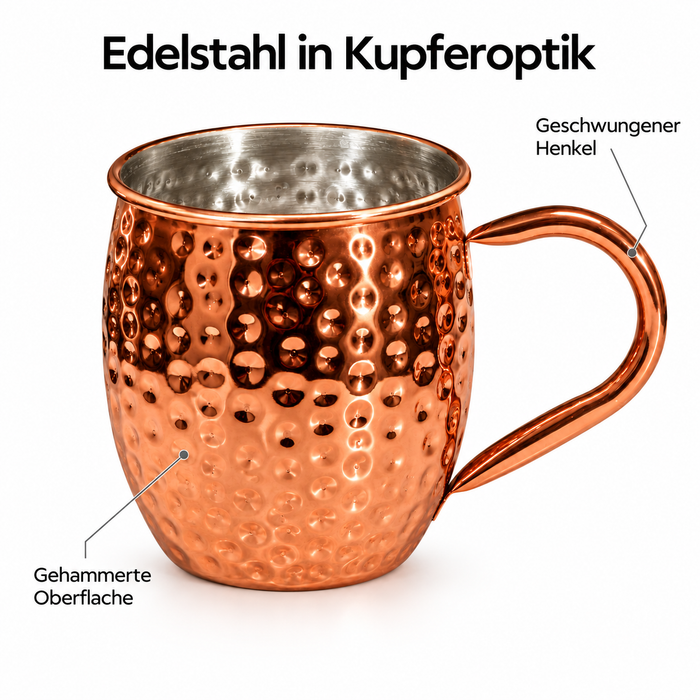 Innenansicht Edelstahlbecher mit silberfarbener Edelstahlfläche