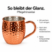 Glänzender gehämmerter Edelstahlbecher in Kupfer Look