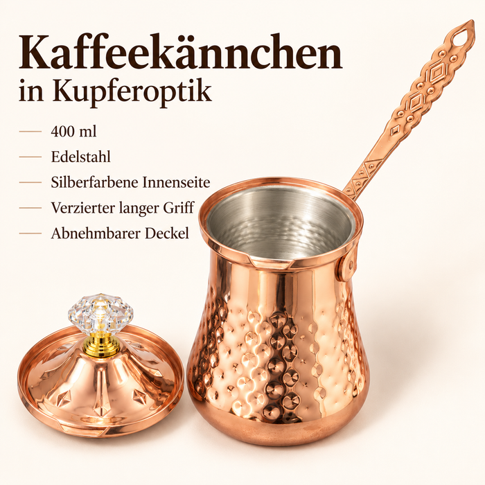 Kaffeekännchen Kupferoptik ca. 20 cm Gesamtlänge