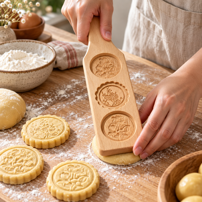 Maamoul Holzform 3 Motive | Mooncake & Gebäck Prägeform