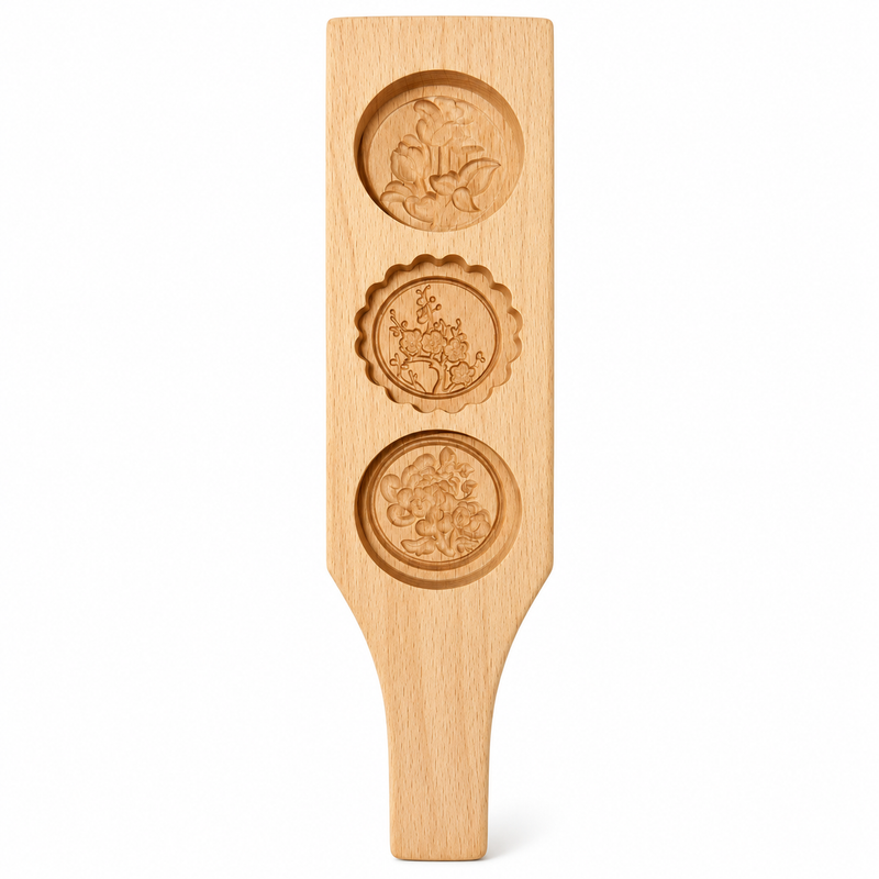 Maamoul Holzform 3 Motive | Mooncake & Gebäck Prägeform
