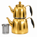 Caydanlik Teekanne Set Gold 2-teilig Edelstahl 1 Liter 2 Liter