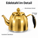 2-teiliges Teekannen Set Gold Edelstahl für türkischen Tee