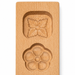 Mooncake Holzform mit vier dekorativen Motiven auf weißem Hintergrund