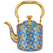 Edelstahl Wasserkessel 1,5 L Blau Gold mit geometrischem Ornamentmuster
