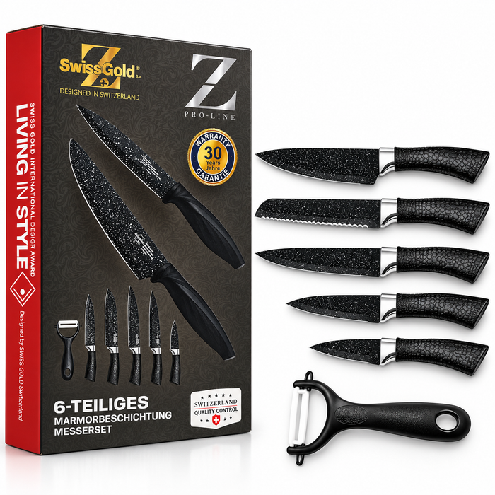 Swiss Gold Messerset 6-tlg 18/10 Edelstahl | EL-PASHA HOME