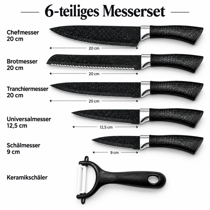 Swiss Gold Messerset 6-tlg 18/10 Edelstahl | EL-PASHA HOME