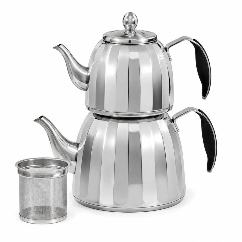 Caydanlik Teekanne Set 2-teilig Edelstahl 1 Liter 2 Liter