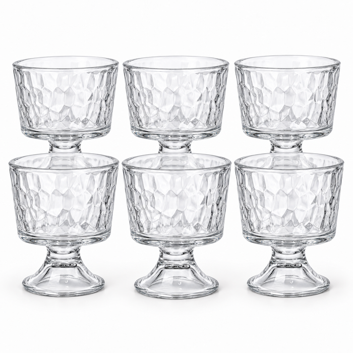 Deli Glass Dessertglas 300 ml mit facettierter Struktur und Fuß