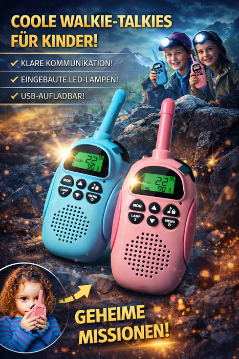 Kinder Walkie-Talkie 2er Set – Wiederaufladbar Rosa & Blau