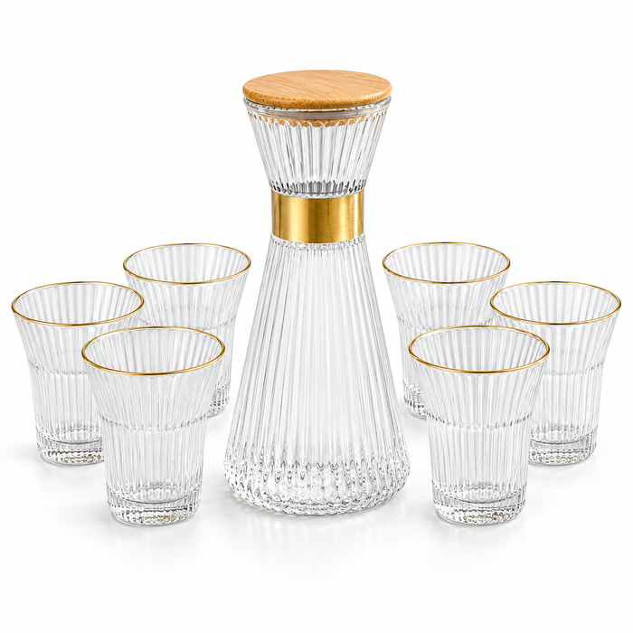 7-teiliges Delta Vaisselle Glas-Wasserset mit Karaffe und Deckel