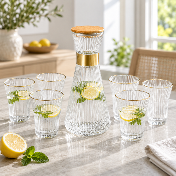 Delta Vaisselle Wasserset mit Karaffe und 6 Gläsern – 7-teilig