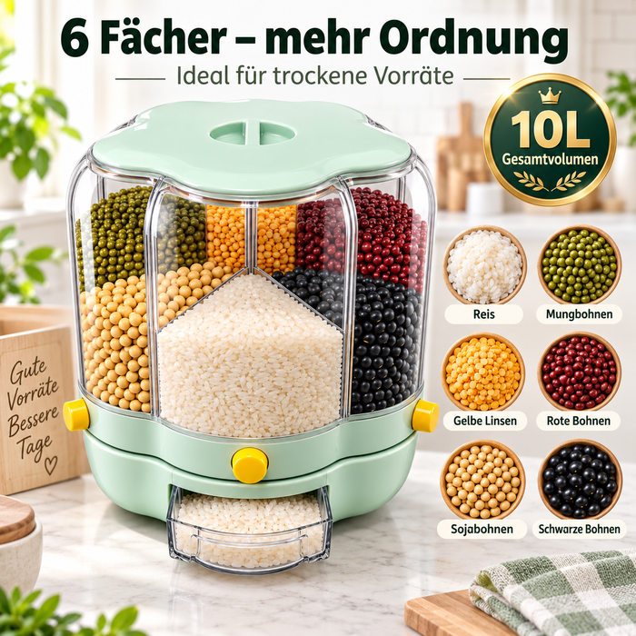 6 Fach Vorratsbehälter für Reis Bohnen und Linsen