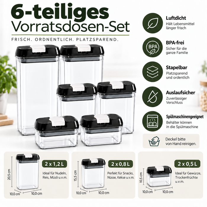 Vorratsdosen Set 6-tlg luftdicht BPA-frei | EL-PASHA HOME